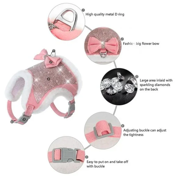 NWT Sparkling Bling Swarovski Crystal Rhinestone Pet Dog Sweater Harness… - Picture 3 of 5